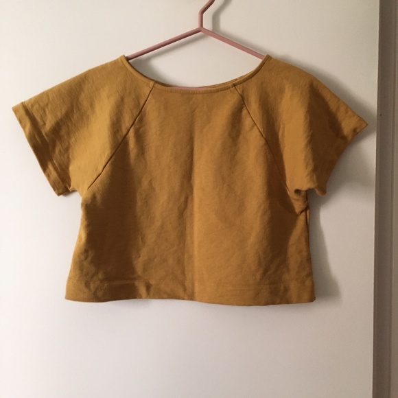 ILANA KOHN NYC Pumpkin Spice Orange Cotton Bateau Neck Crop Top M - Picture 2 of 5